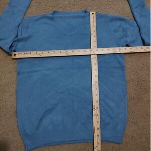 Womens Light Blue V Neck Long Sleeve Pullover Sweater Large‎